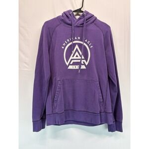 American Eagle Solid Purple Drawstring Pockets Pullover Women's Hoodie Medium